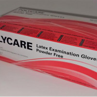 Used POLYCARE Latex examination gloves