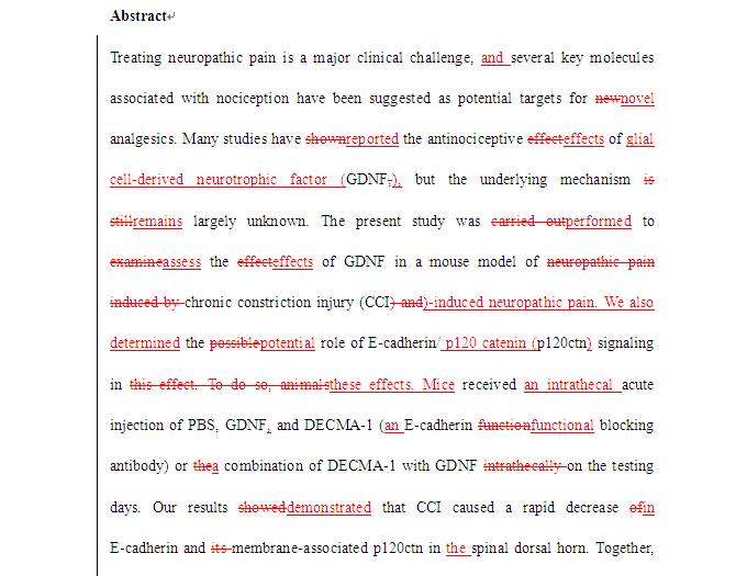 SCI论文英语润色范例,Journal of Molecular Neuroscience发表案例