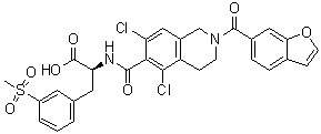 CAS # 1025967-78-5, Lifitegrast, N-[[2-(6-Benzofuranylcarbonyl)-5,7-dichloro-1,2,3,4-tetrahydro-6-isoquinolinyl]carbonyl]-3-(methylsulfonyl)-L-phenylalanine, SAR 1118